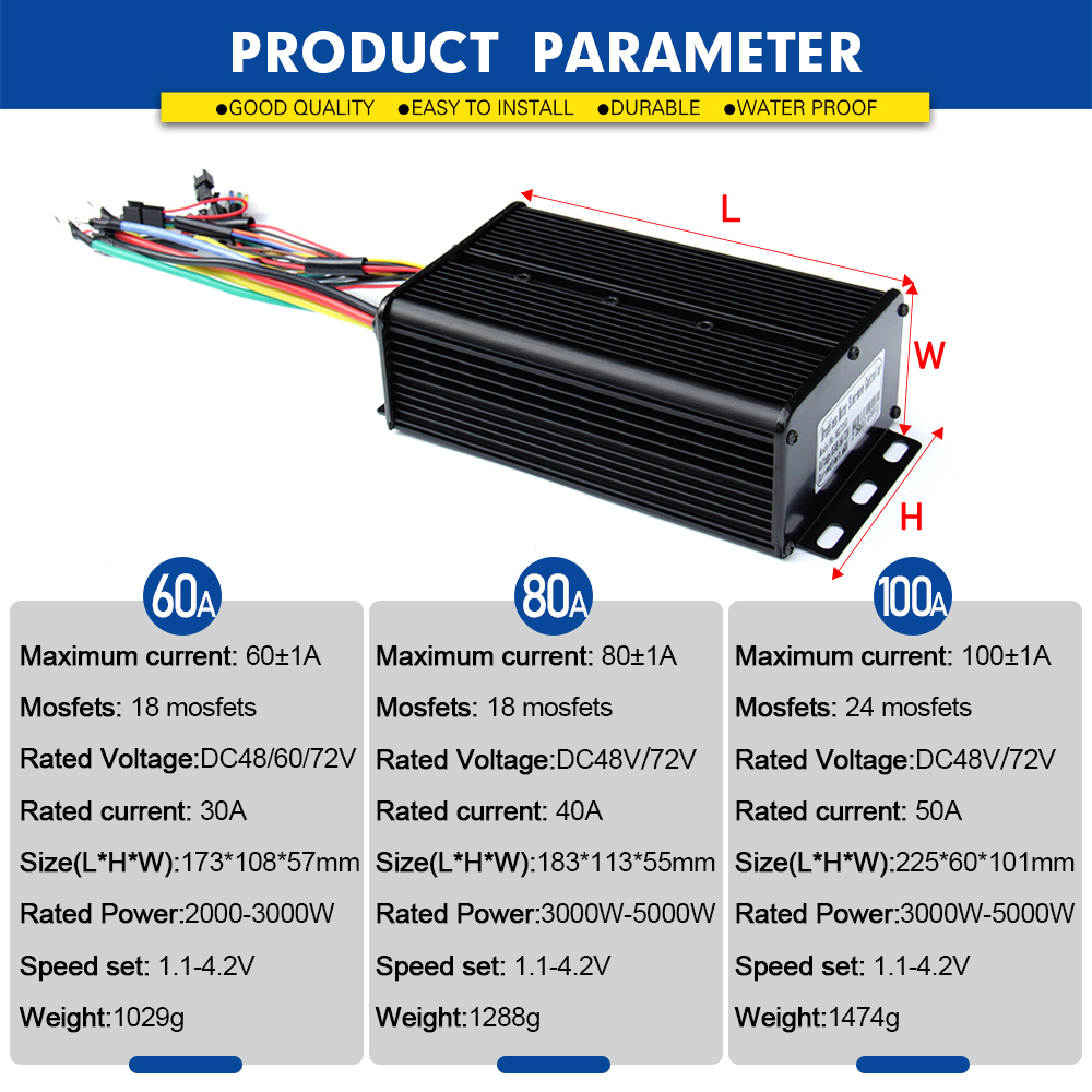2000 Вт-5000 Вт 48 В-72 В 3-ре – обзор и цена Sine Wave Controller 48V 72V 80A